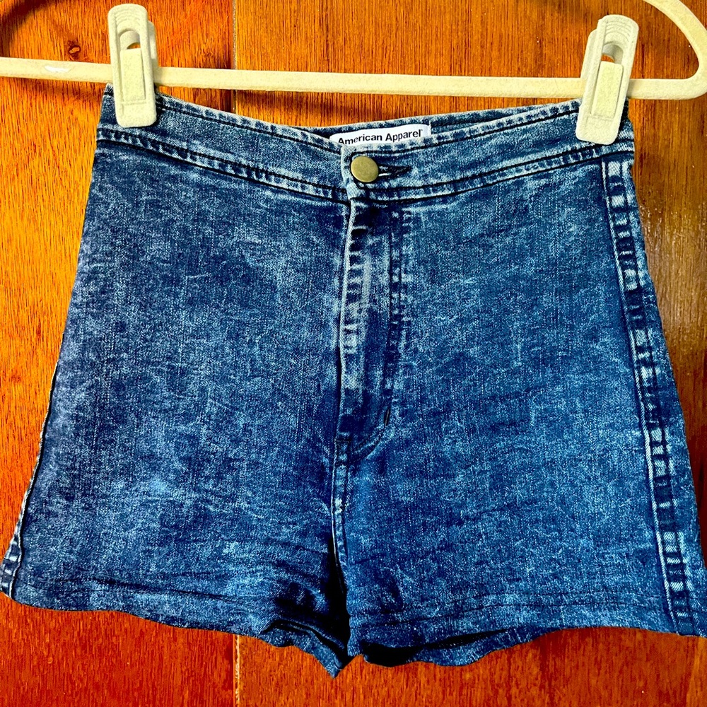 American apparel high waisted hot shorts acid wash Small